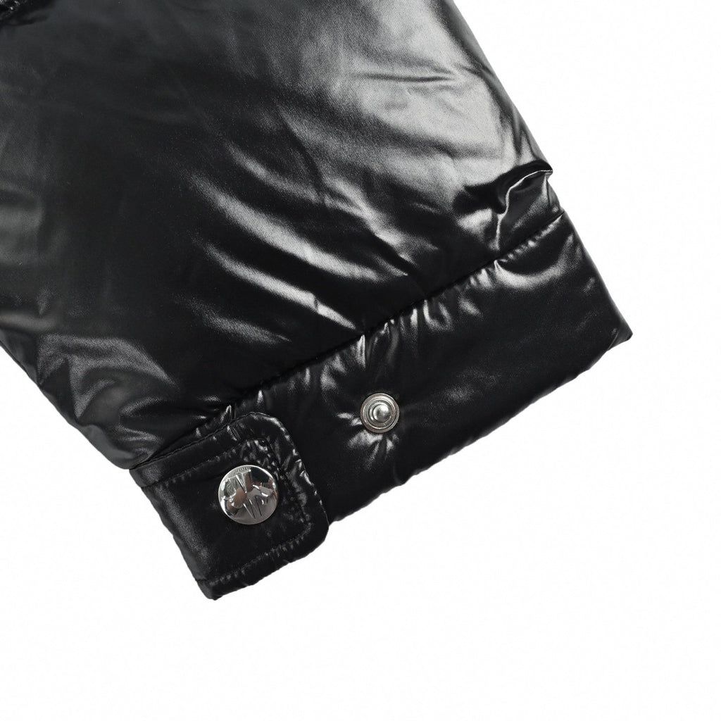 High-Gloss Nylon Long Down Parka | Black