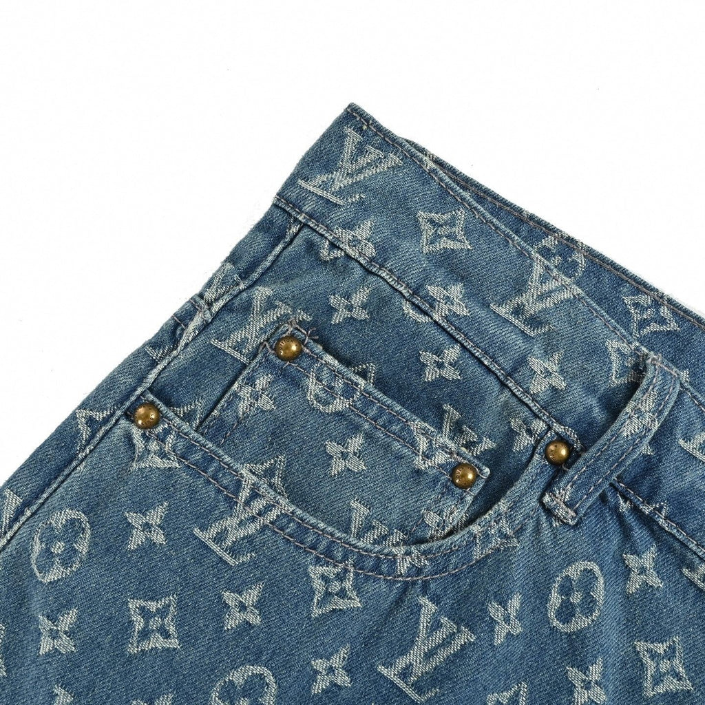 Monogram Denim Shorts