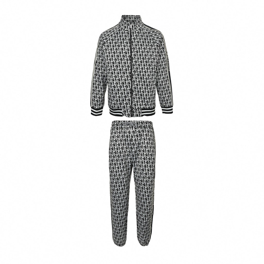Oblique Jacquard Tracksuit Set | Black & White