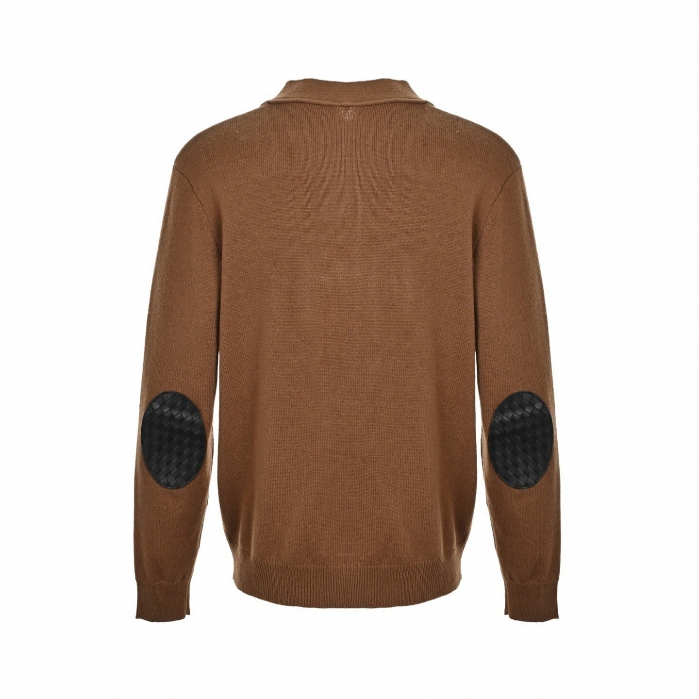 Cashmere Intrecciato Elbow-Patch Cardigan | Camel
