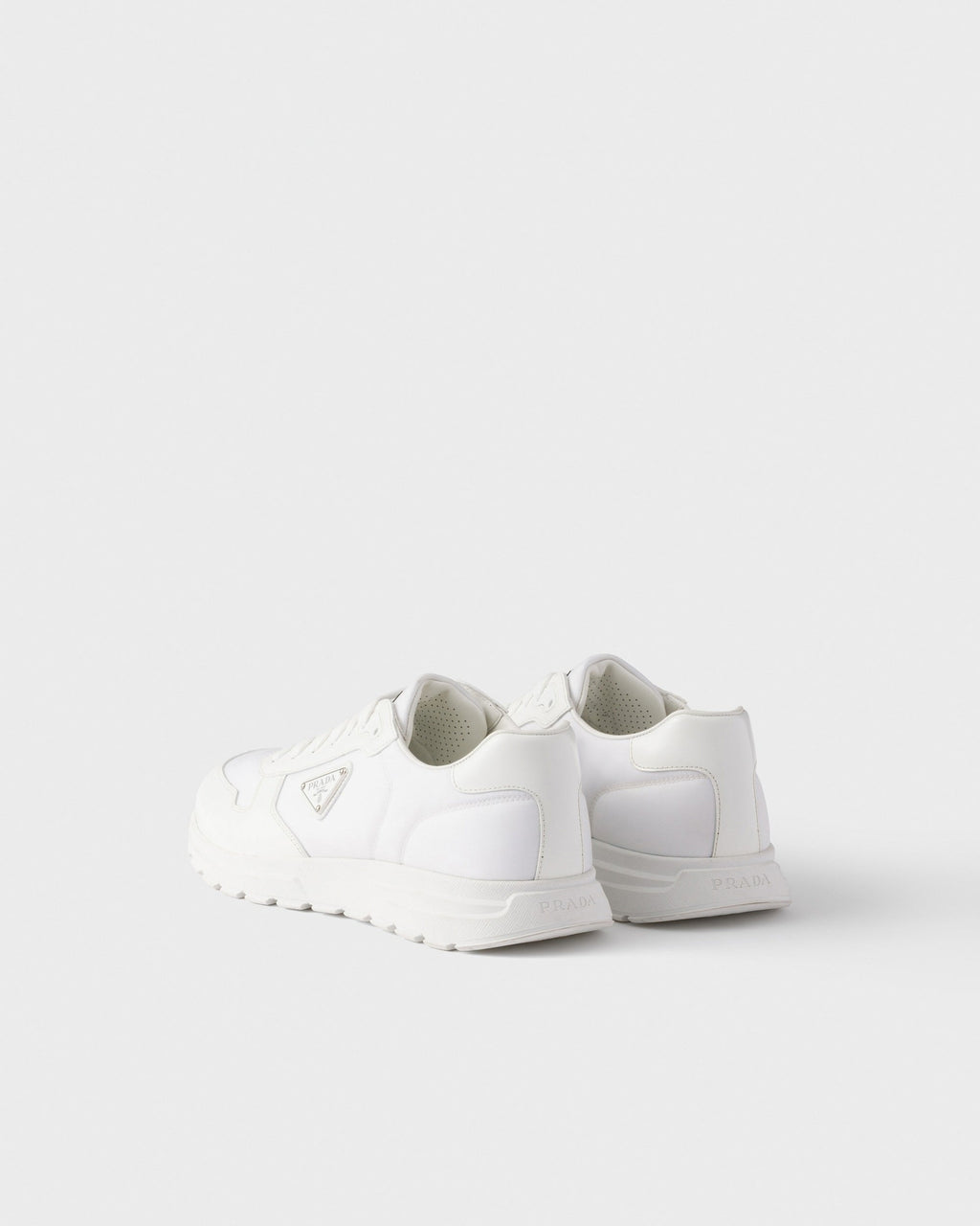 Re-Nylon and Leather Sneakers White