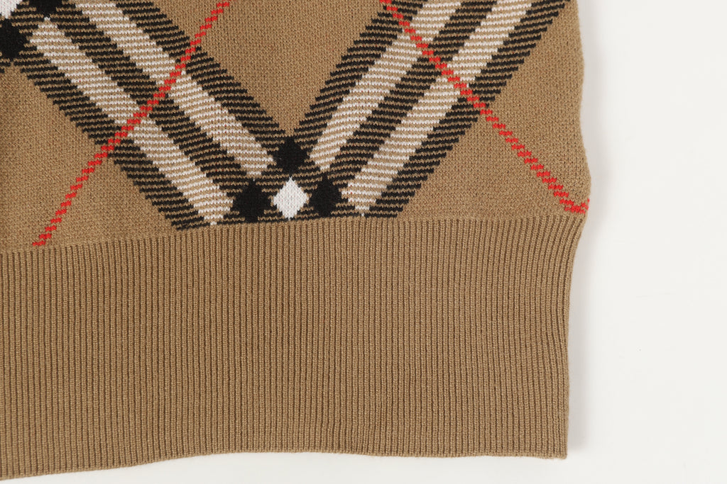 Giant Check Diamond Intarsia Wool Crewneck | Archive Beige