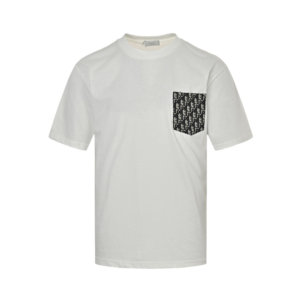 Oblique Jacquard Pocket T-Shirt | White