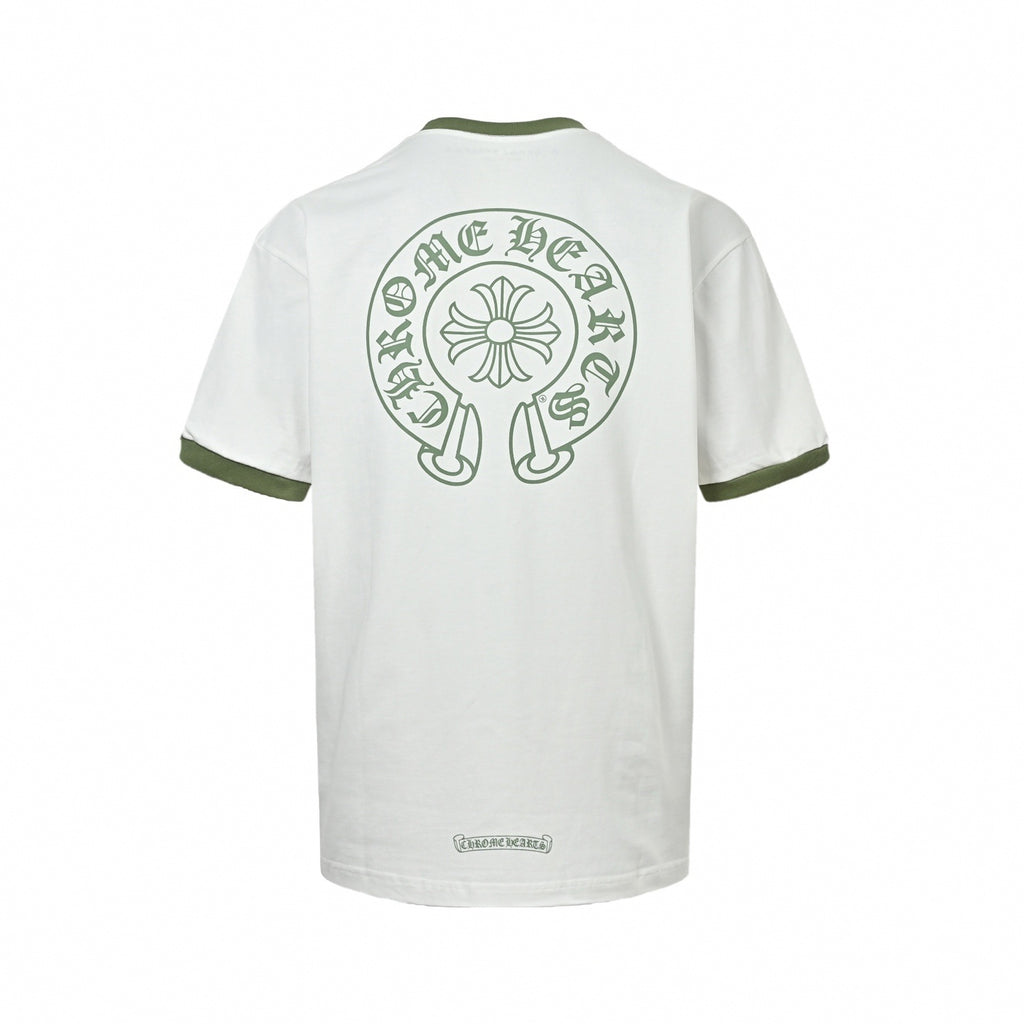 Horseshoe Logo Ringer T-Shirt | White/Olive
