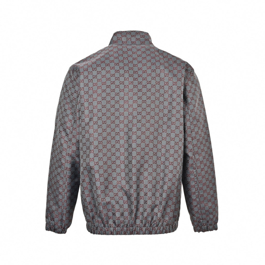 GG Houndstooth Zip Jacket | Grey & Red