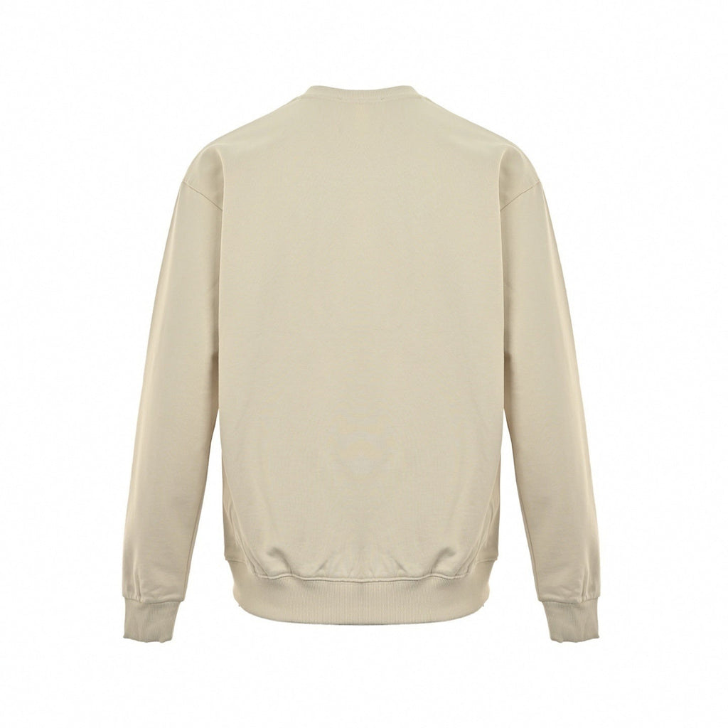 Monogram Pocket Cotton Crewneck | Beige