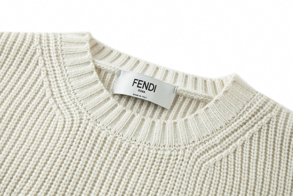 Tonal Embroidered Logo Knit Sweater | Cream