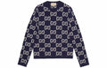 Cotton Wool Picot Trim Sweater - Navy