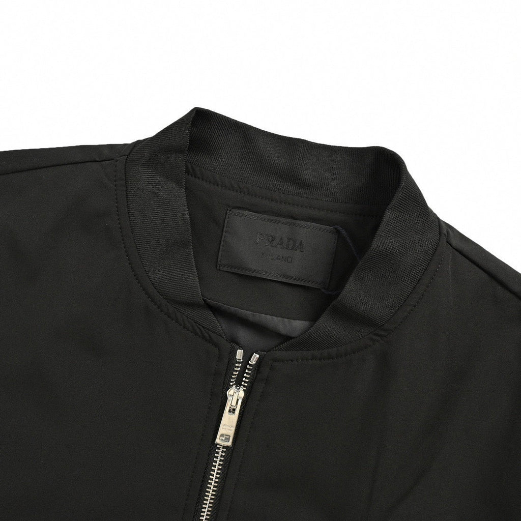 Studded Back Logo Nylon Bomber Jacket | Black