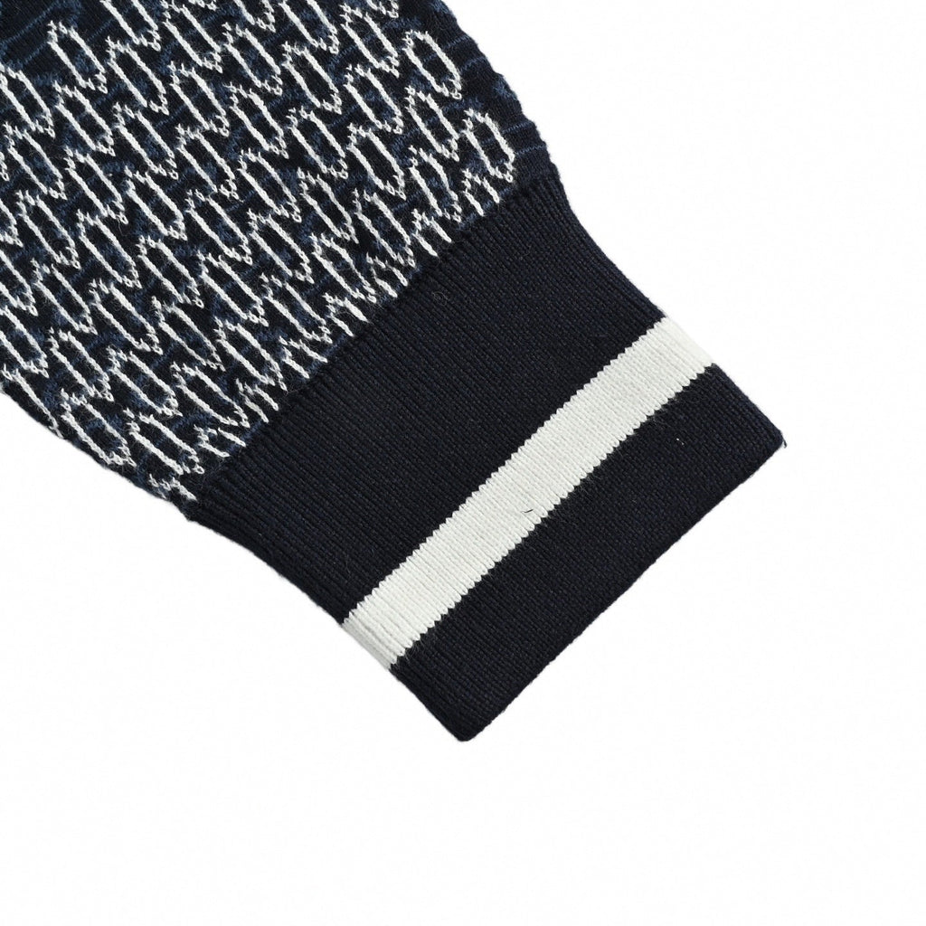 Damier Chain Link Zip-Up Knit | Navy