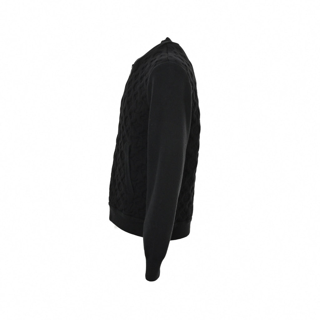 3D Monogram Relief Knit Bomber | Black