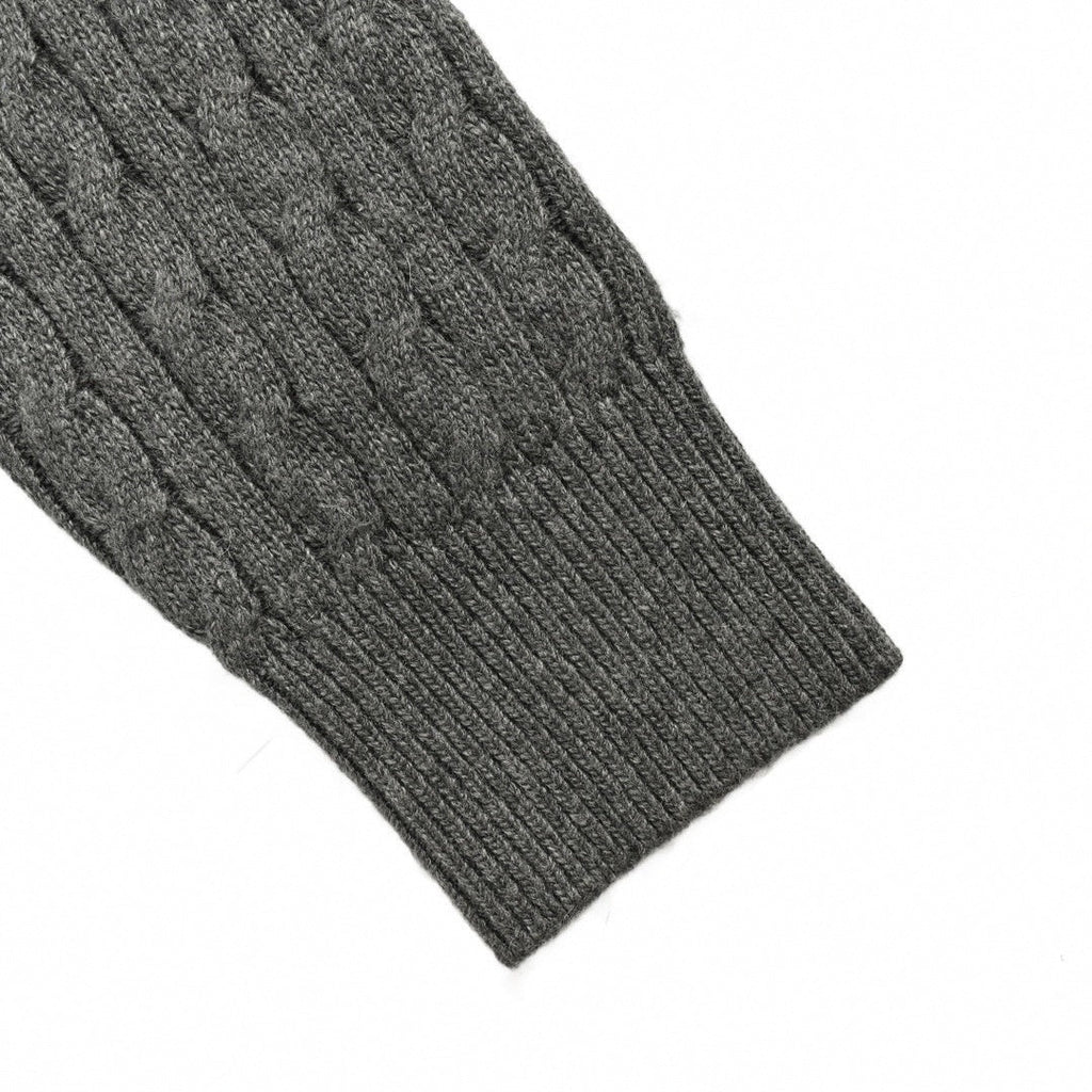Cable Knit Sleeve Quilted Down Cardigan | Grey
