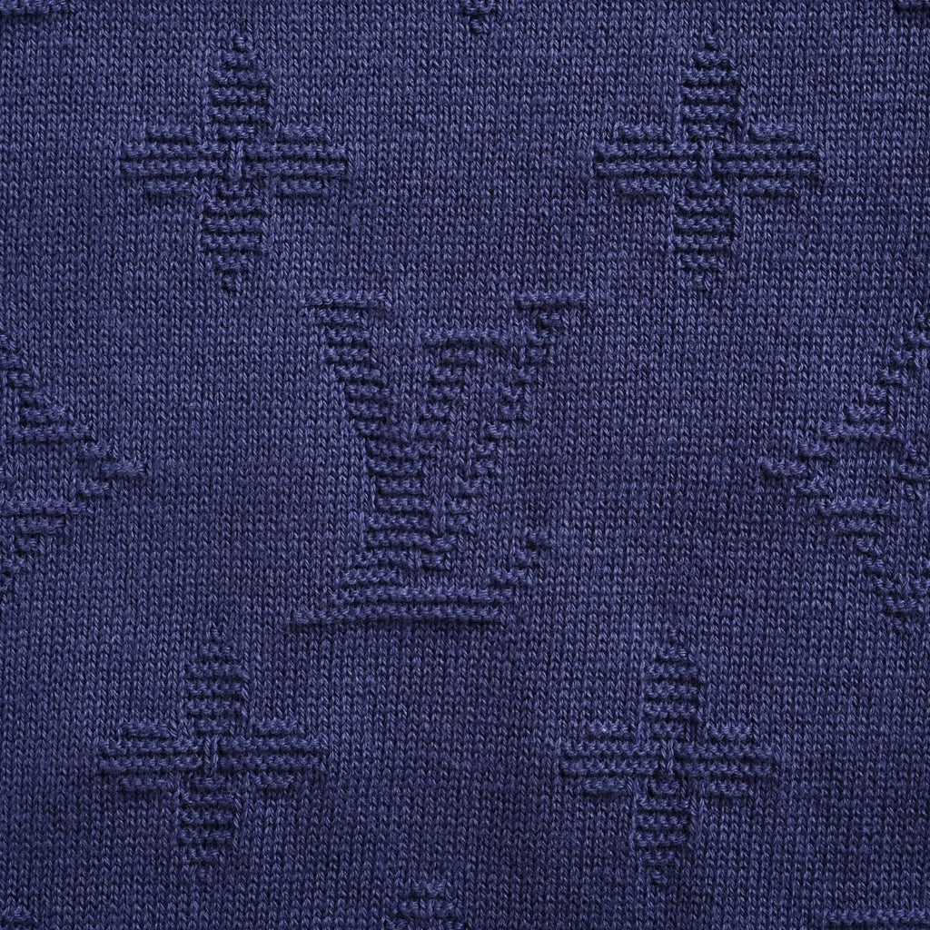 Textured Monogram Knit T-Shirt | Navy Blue