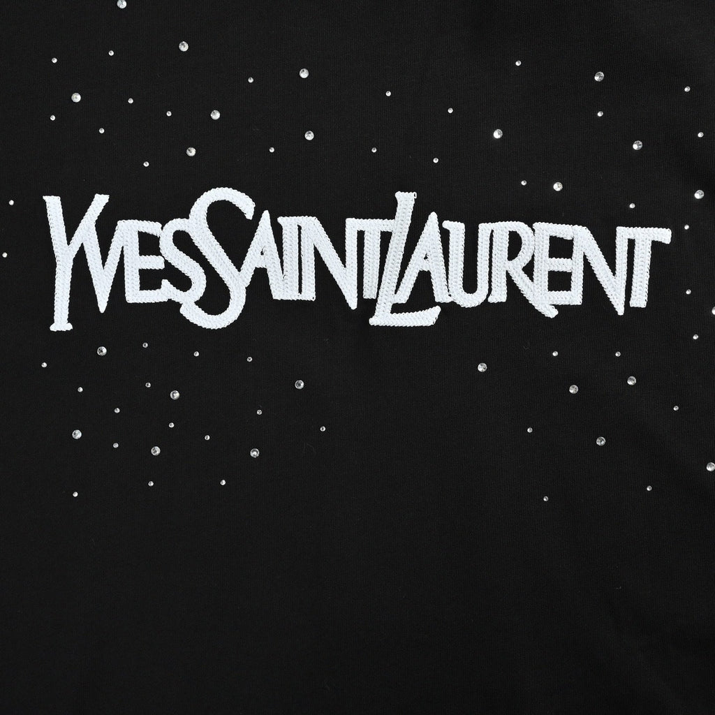 "Yves Saint Laurent" Crystal Logo T-Shirt