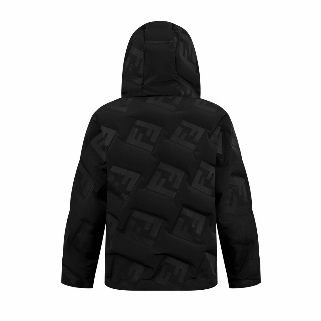 Tonal FF Monogram Hooded Puffer Jacket | Black