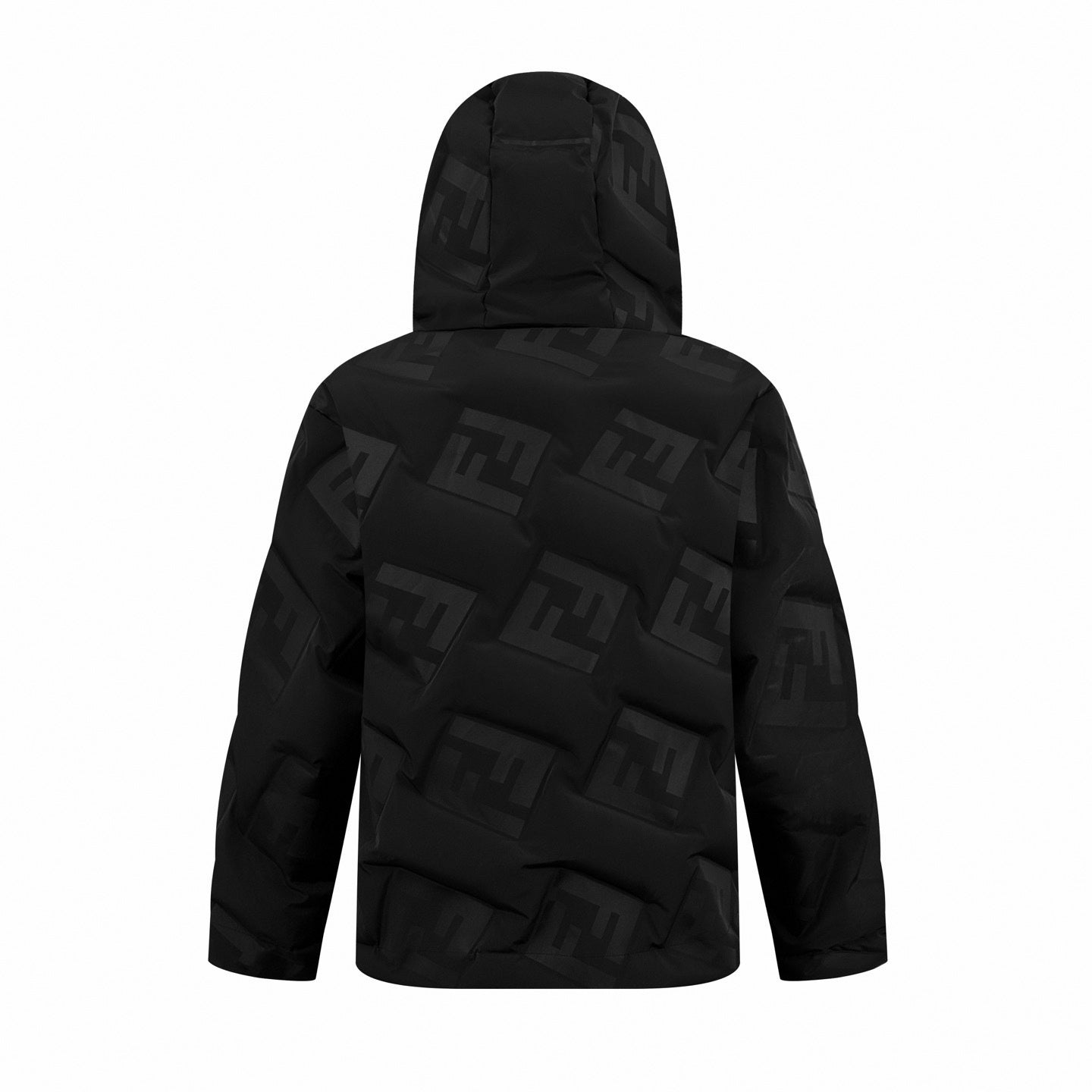 Tonal FF Monogram Hooded Puffer Jacket | Black