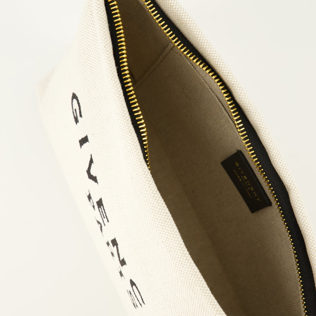 Beige Canvas Clutch