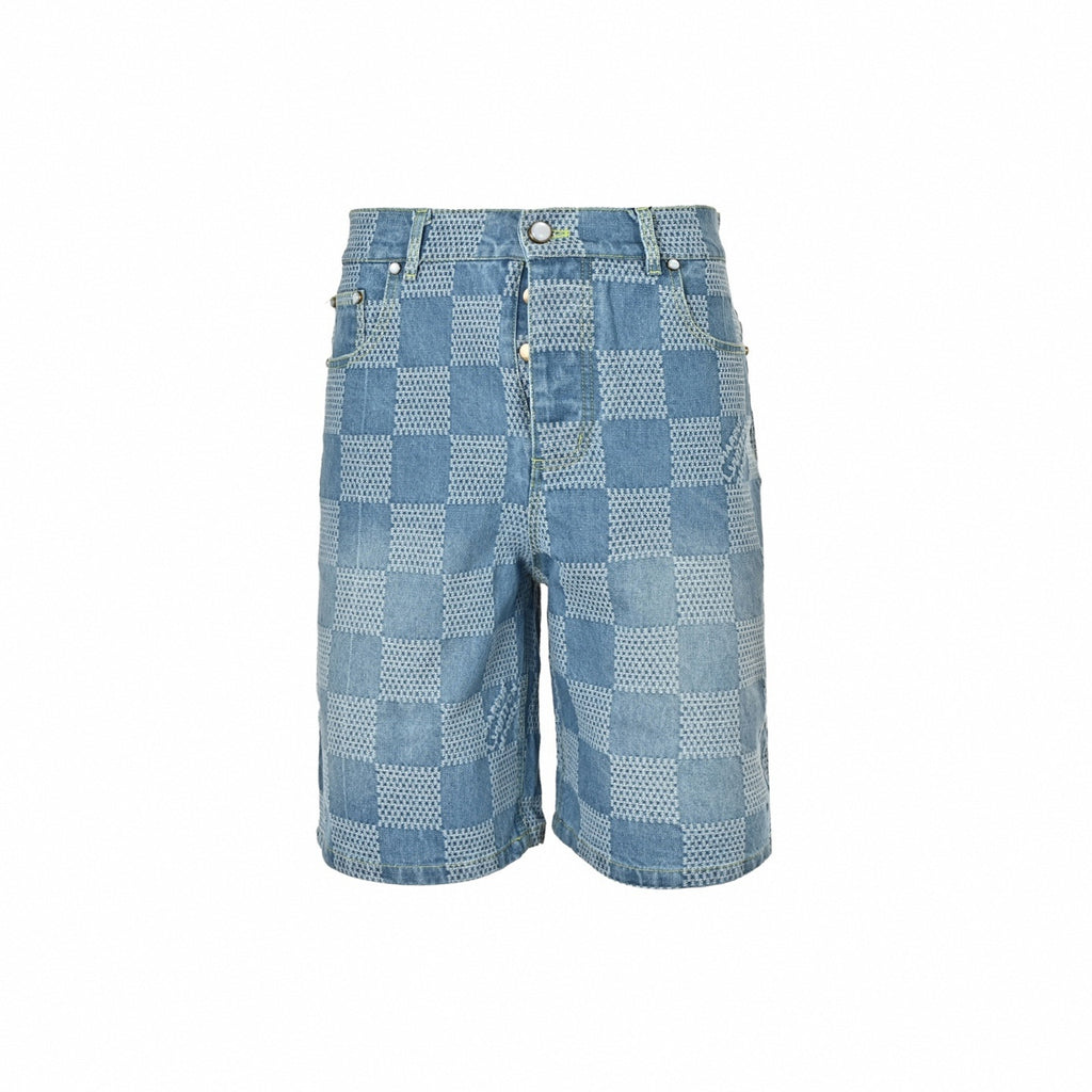 Damier Stitch Denim Shorts
