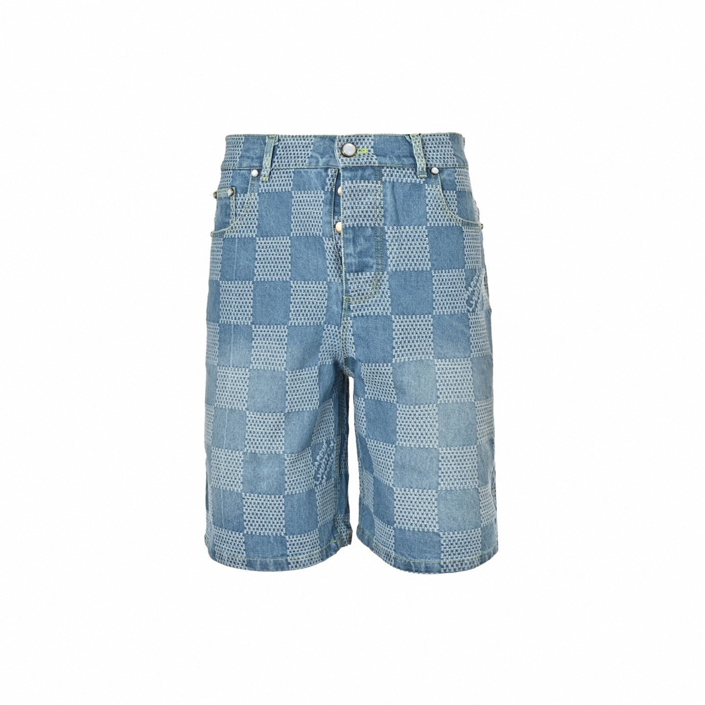 Damier Stitch Denim Shorts