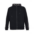 TB Monogram Zip-Up Checked Trim Hoodie | Navy