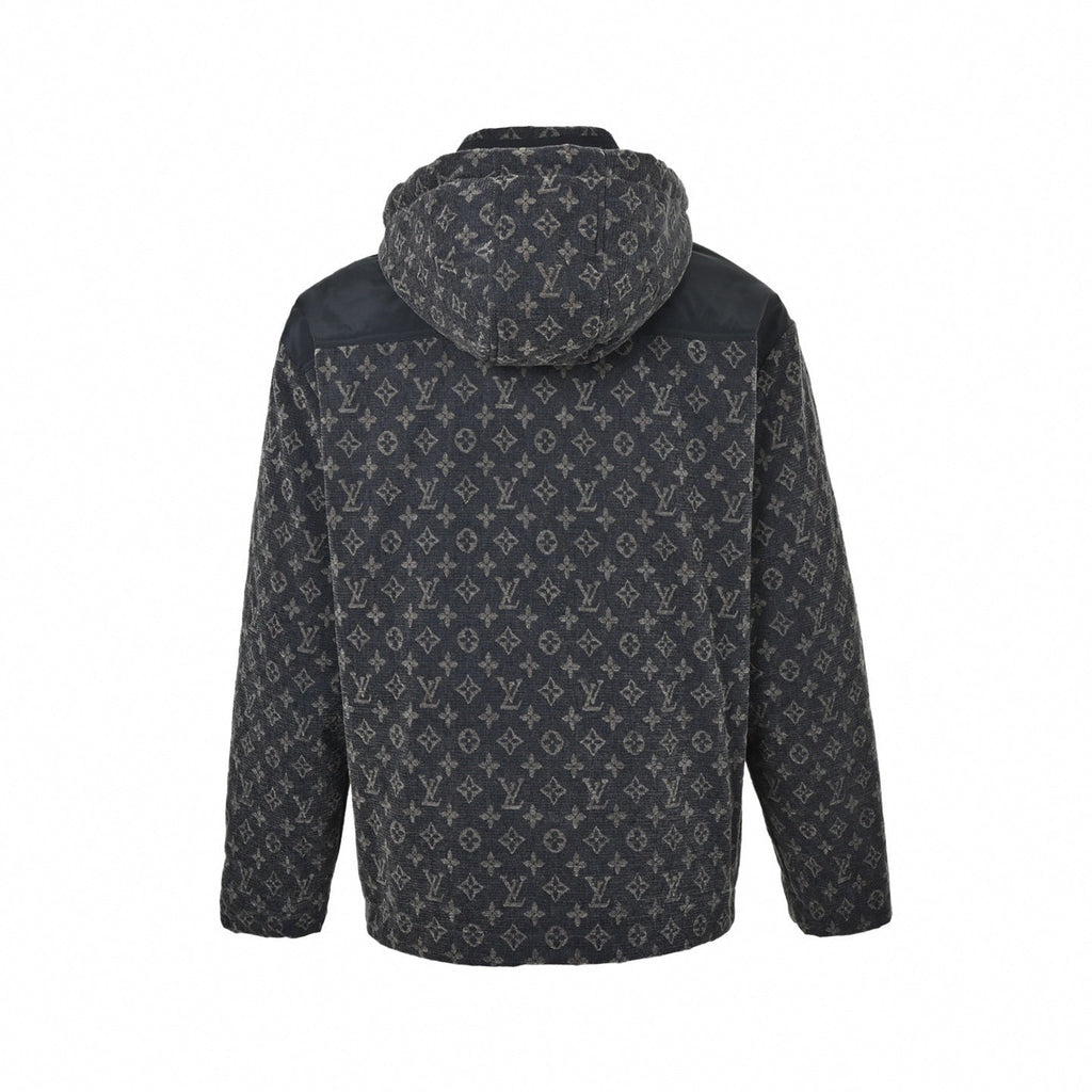 Monogram Tapestry Jacquard Hooded Jacket | Dark Grey