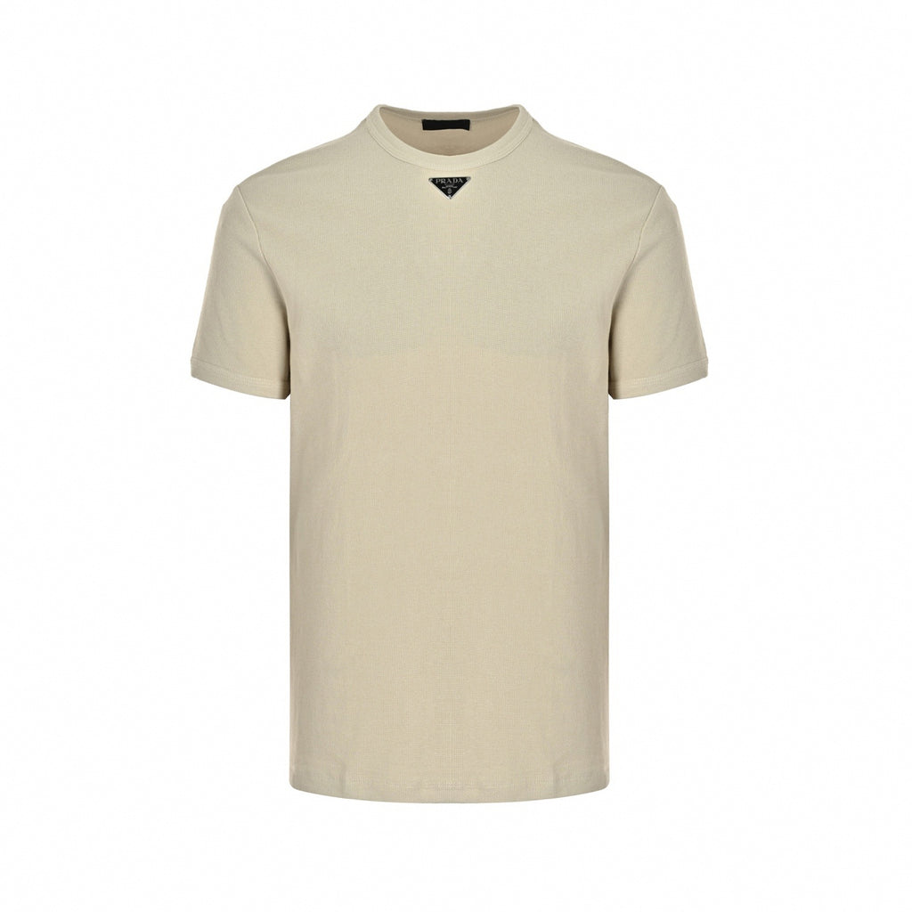 Textured Triangle Logo T-Shirt | Beige