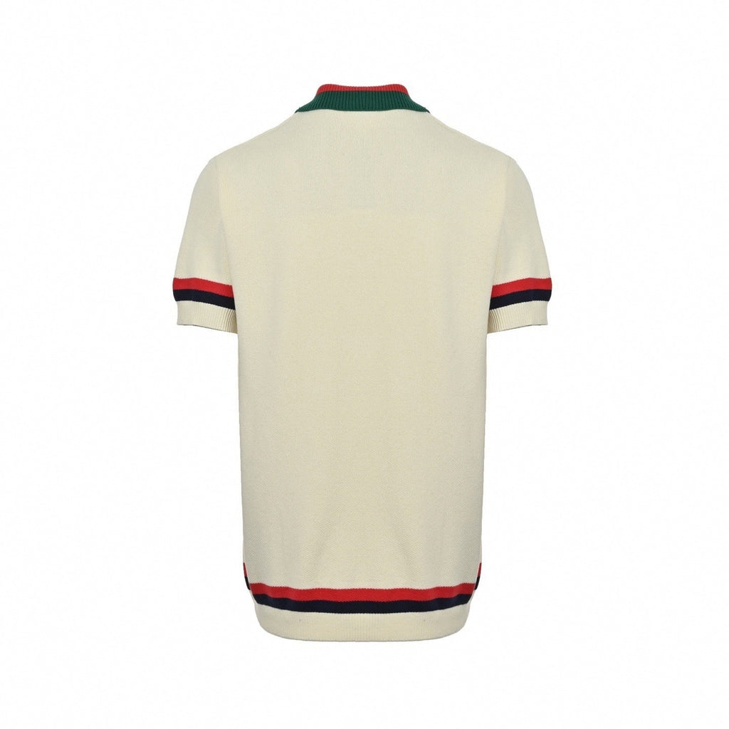 Web Stripe Ribbed Knit Polo