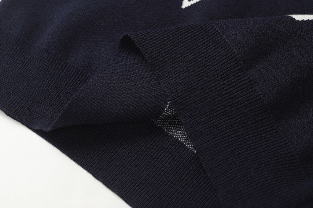 Scattered Monogram Intarsia Wool Crewneck | Navy