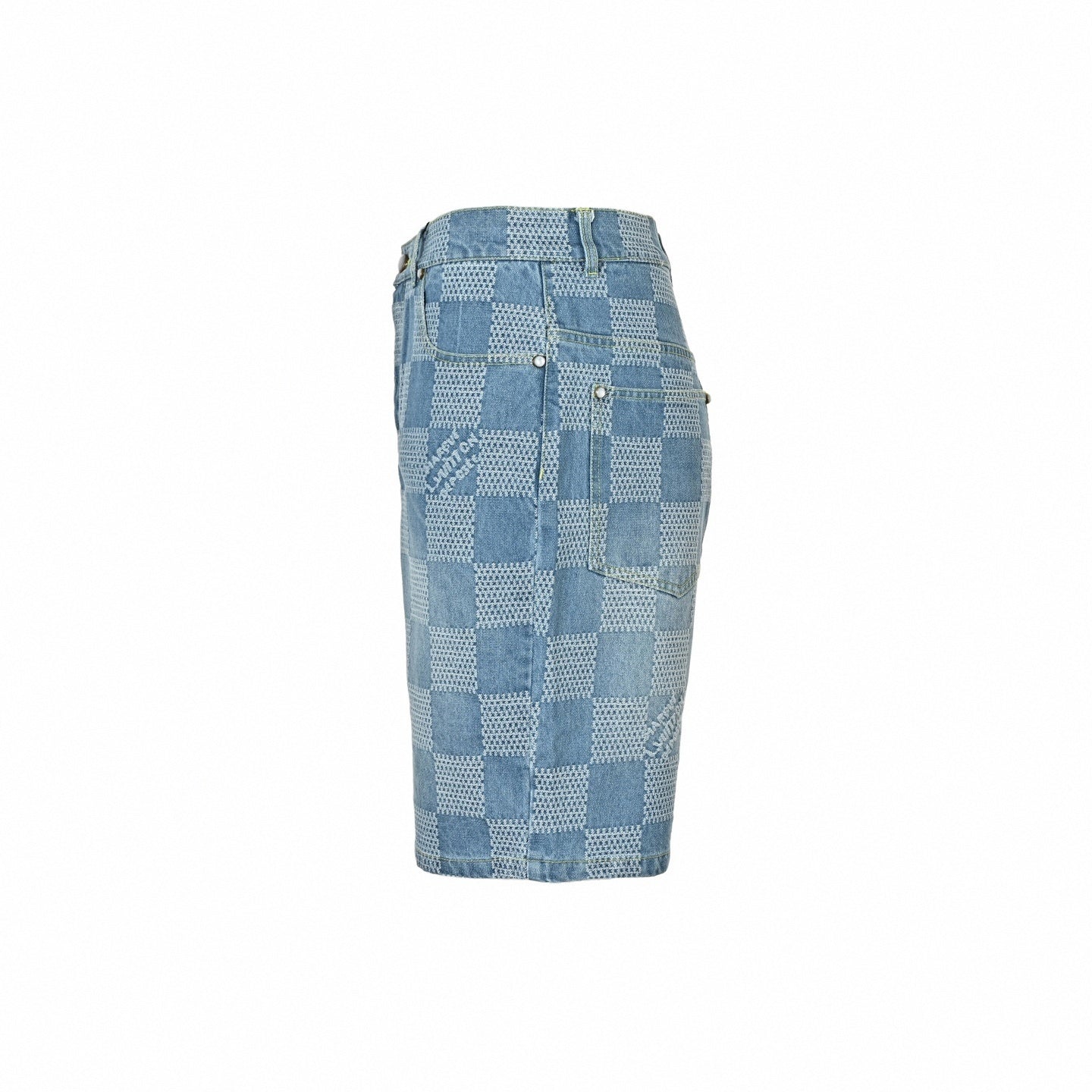Damier Stitch Denim Shorts