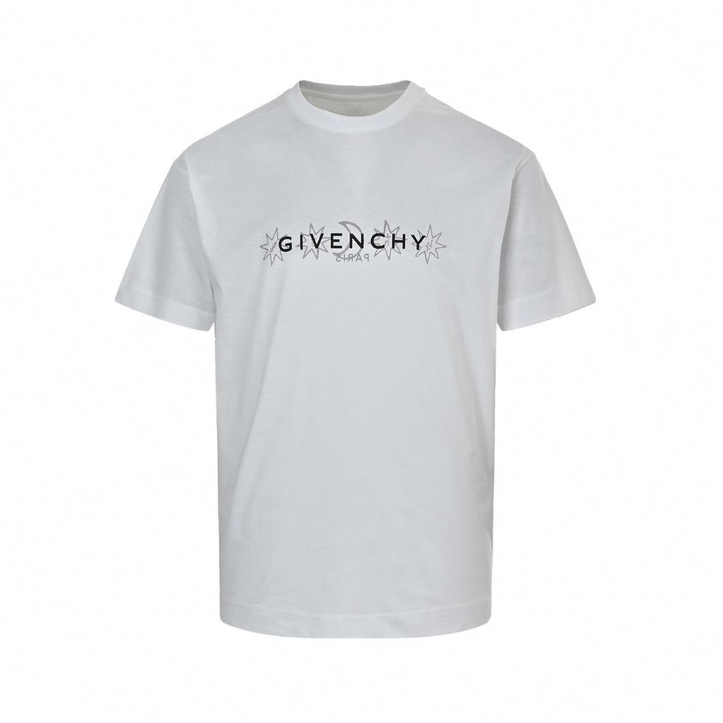 Mirrored Logo Celestial Print T-Shirt | White