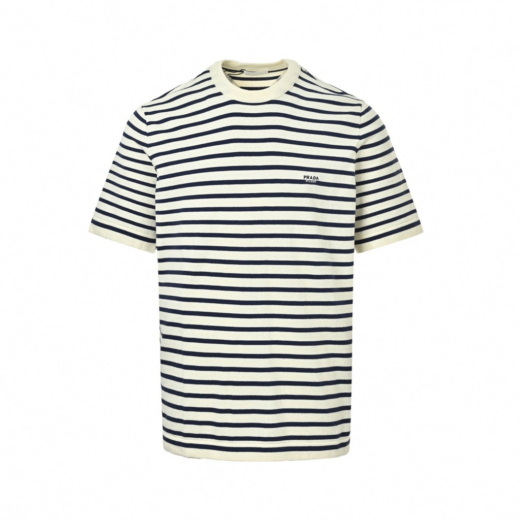 Striped Knit T-Shirt | Cream & Navy