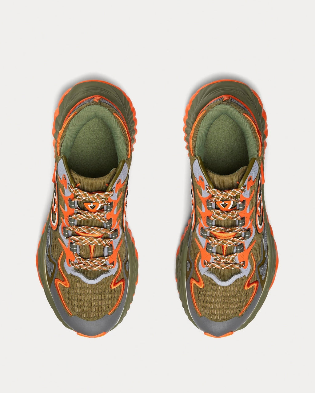 Ripple Mesh Sneaker | Olive Green & Orange