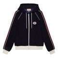 Web-Stripe Zip-Up Hoodie | Navy
