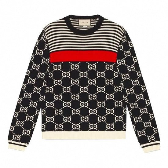 GG Jacquard & Striped Knit Sweater